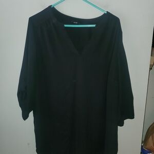 Worthington Black Boxy 3/4 Sleeve Blouse